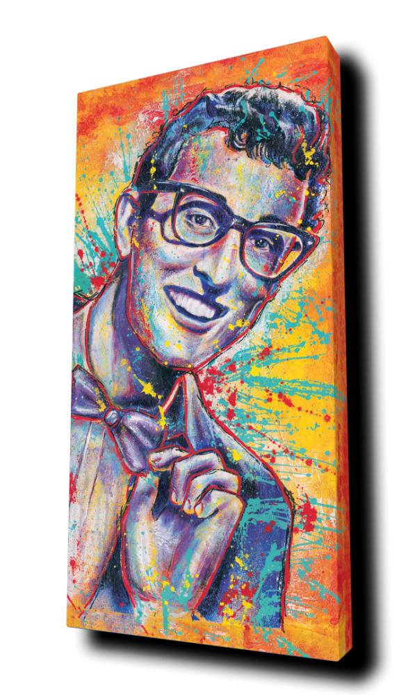 "Buddy Holly" - by Point Blank Art & Design - Portrait Canvas Art Print