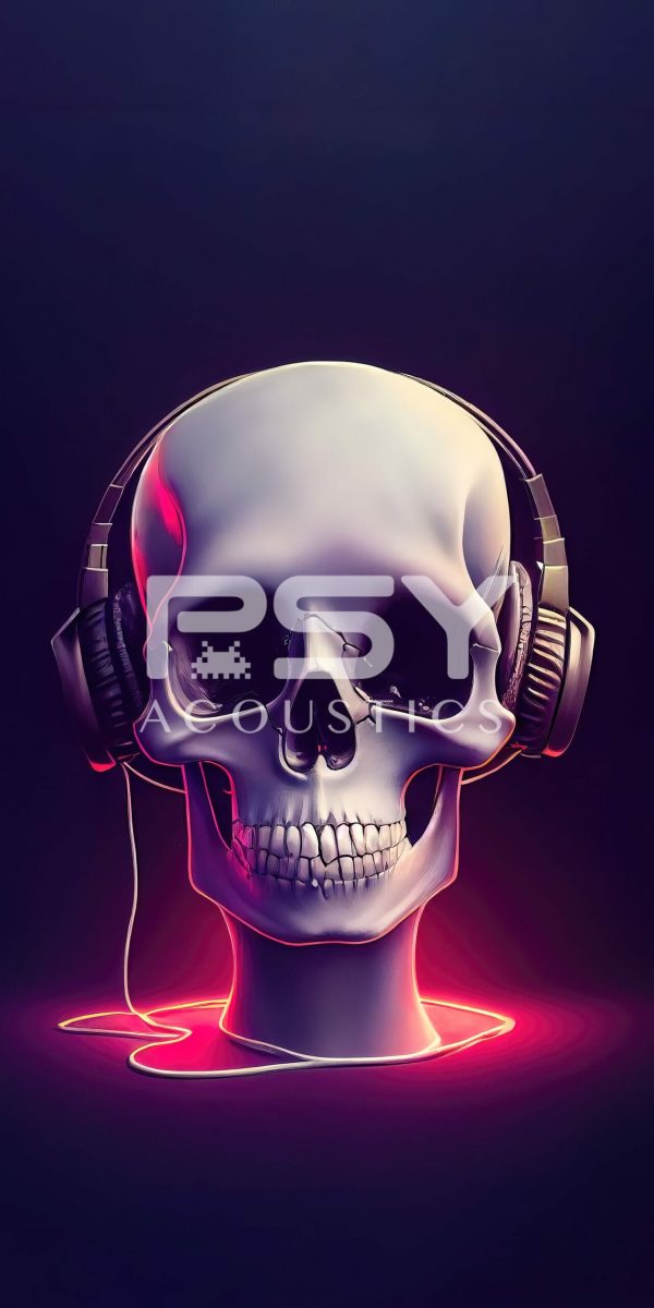 "Cyberpunk Machine Skull 4 w/Headphones" - by Alivecat5 - Portrait Canvas Art Print - Image 2