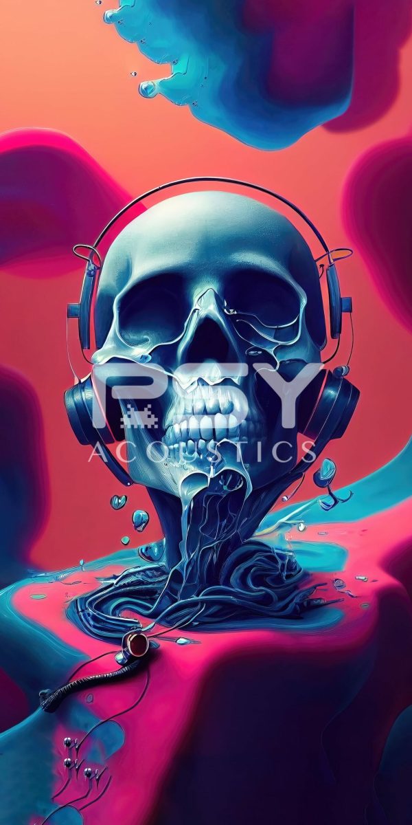 "Cyberpunk Machine Skull 6 w/Headphones" - by Alivecat5 - Portrait Canvas Art Print - Image 2