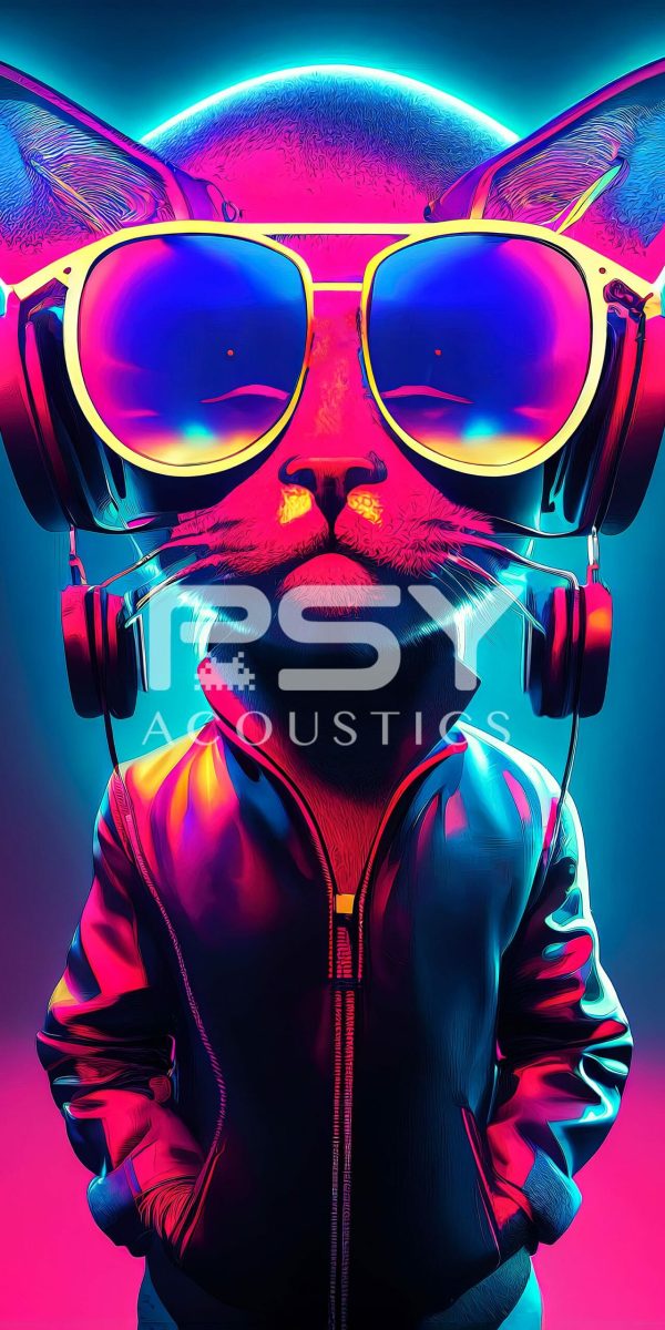 "DJ Cat w/Headphones 3" - by Alivecat5 - Portrait Canvas Art Print - Image 2