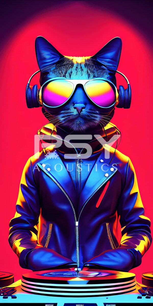 "DJ Cat w/Headphones 4" - by Alivecat5 - Portrait Canvas Art Print - Image 2