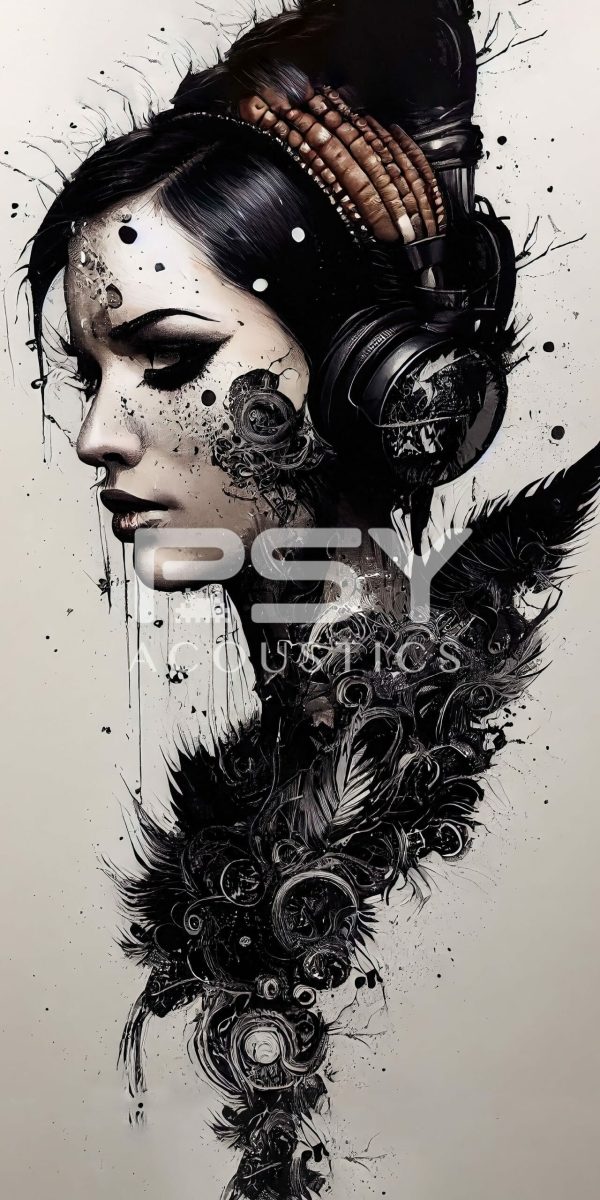 "Intricate DJ Woman w/Headphones" - by Alivecat5 - Portrait Canvas Art Print - Image 2