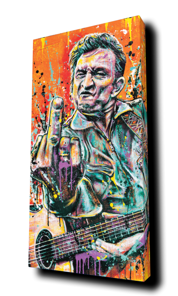 "Johnny Cash 2" - by Point Blank Art & Design - Portrait Canvas Art Print