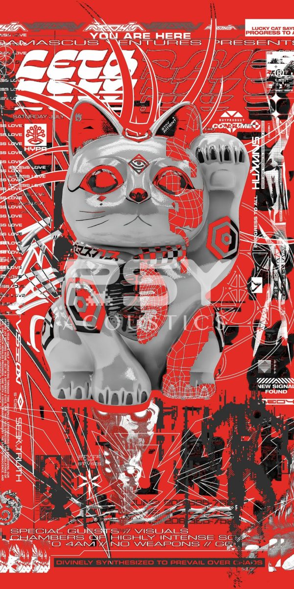 "Lucky Cat (Red)" by Neo4IC - Portrait Canvas Art Print - Image 2